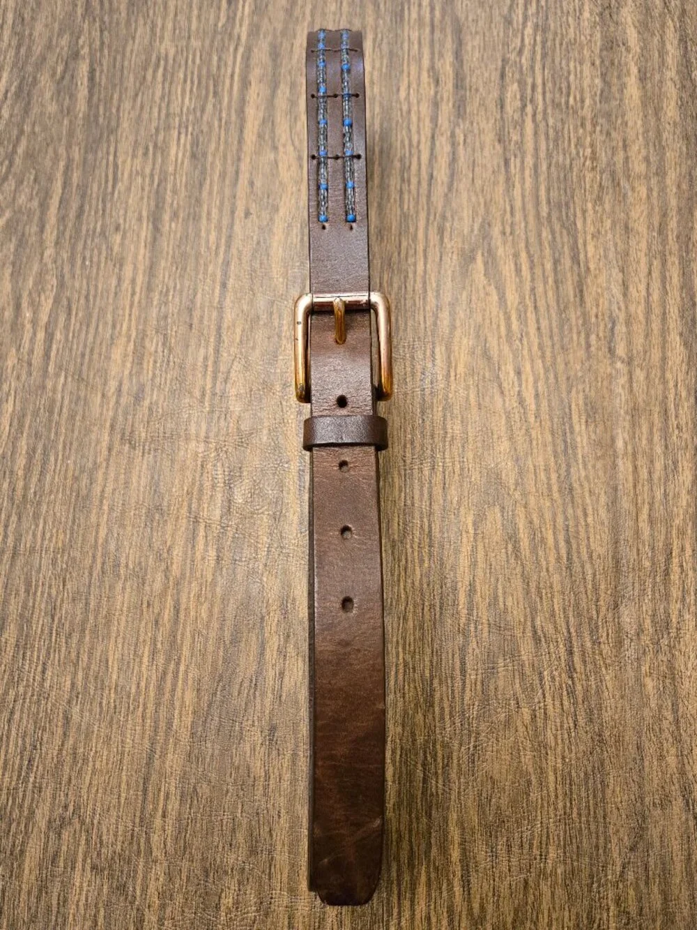 NINE WEST Brown/Blue Genuine Leather Belt w/Brass Buckle - Size Large